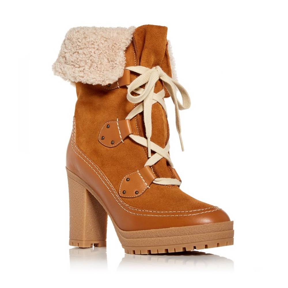 See by Chloé Verena Shearling High Block Heel Booties - Picture 6 of 16